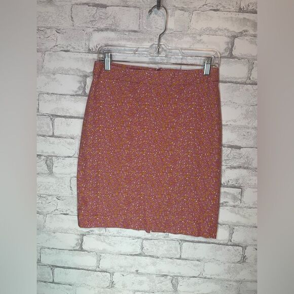 Y2K Talbots Petite Tulip Print Pencil Skirt Pink Orange and Cream Colors - Picture 1 of 7